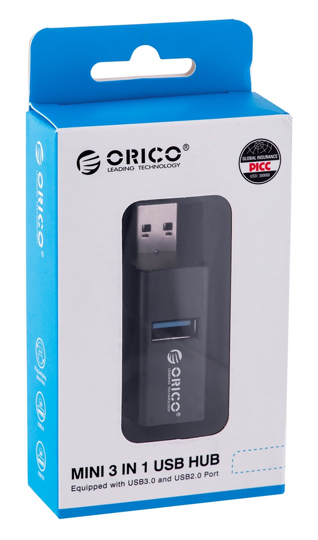 USB Hub Orico Mini, 3x USB-A, 480 Mbps, e zezë