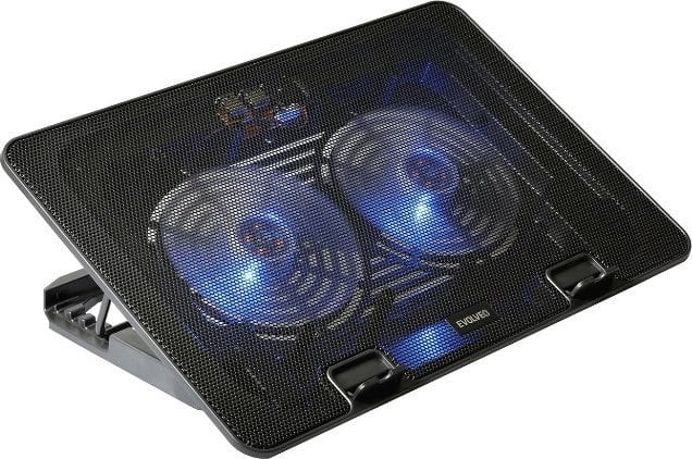 Pad ftohës për laptop EVOLVEO A101, 2 ventilatorë, deri 17", LED blu