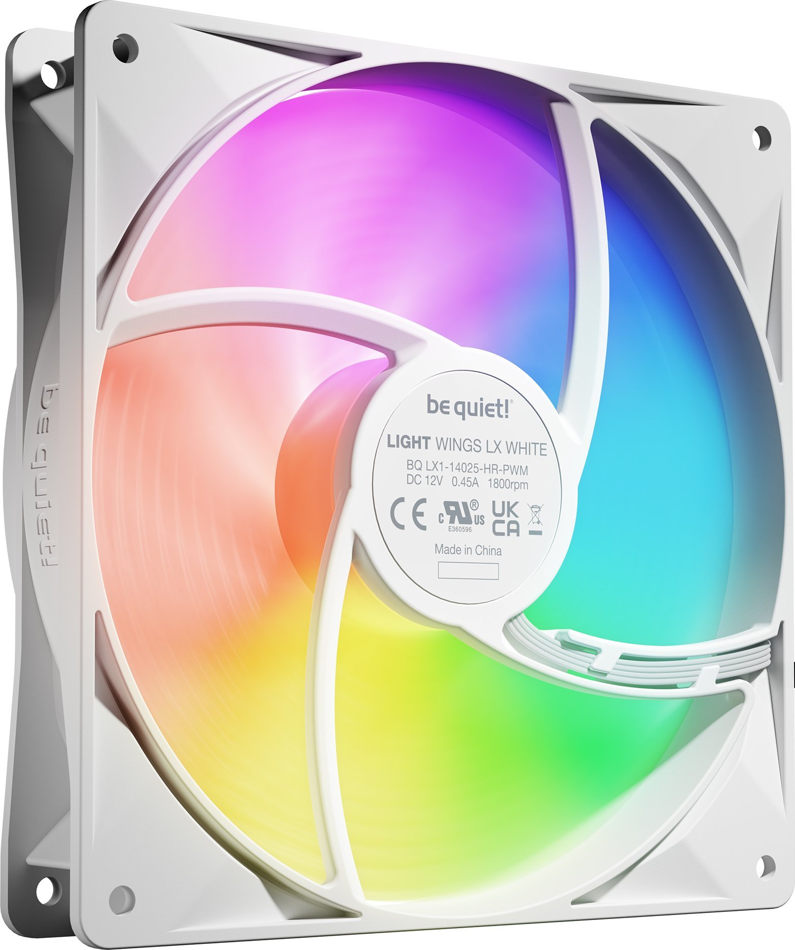 Ventilatorë kase Be Quiet Light Wings LX, 140mm PWM High Speed, set 3 copë, të bardhë