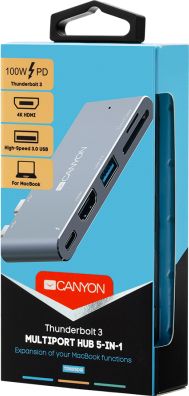 Docking station Canyon CNS-TDS05DG, HDMI 4K, i hirtë