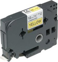 Shirit etiketime Brother Gloss Laminated, 12mm, zi në të verdhë