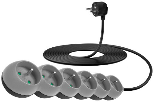 Kabllo vazhduese CONNECT IT, 230 V, 6 priza, 5 m, e hirtë
