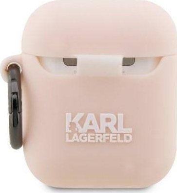 Mbulese kufjesh Karl Lagerfeld KLA2RUNIKP, për Apple AirPods 1 2, silikon, rozë 3D