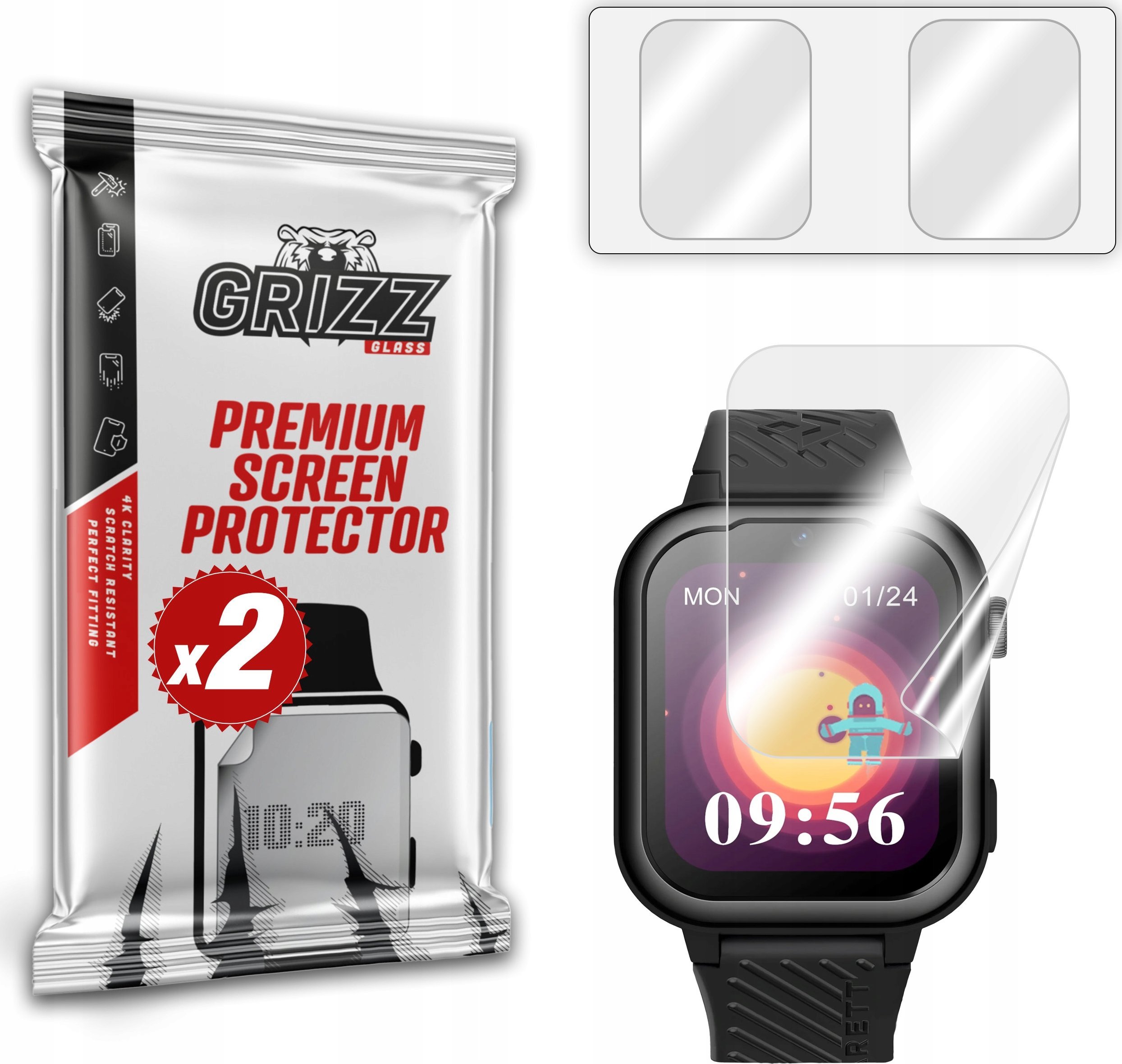 Folie mbrojtëse qeramike 2 copë për Garett Kids Essa 4G, transparente