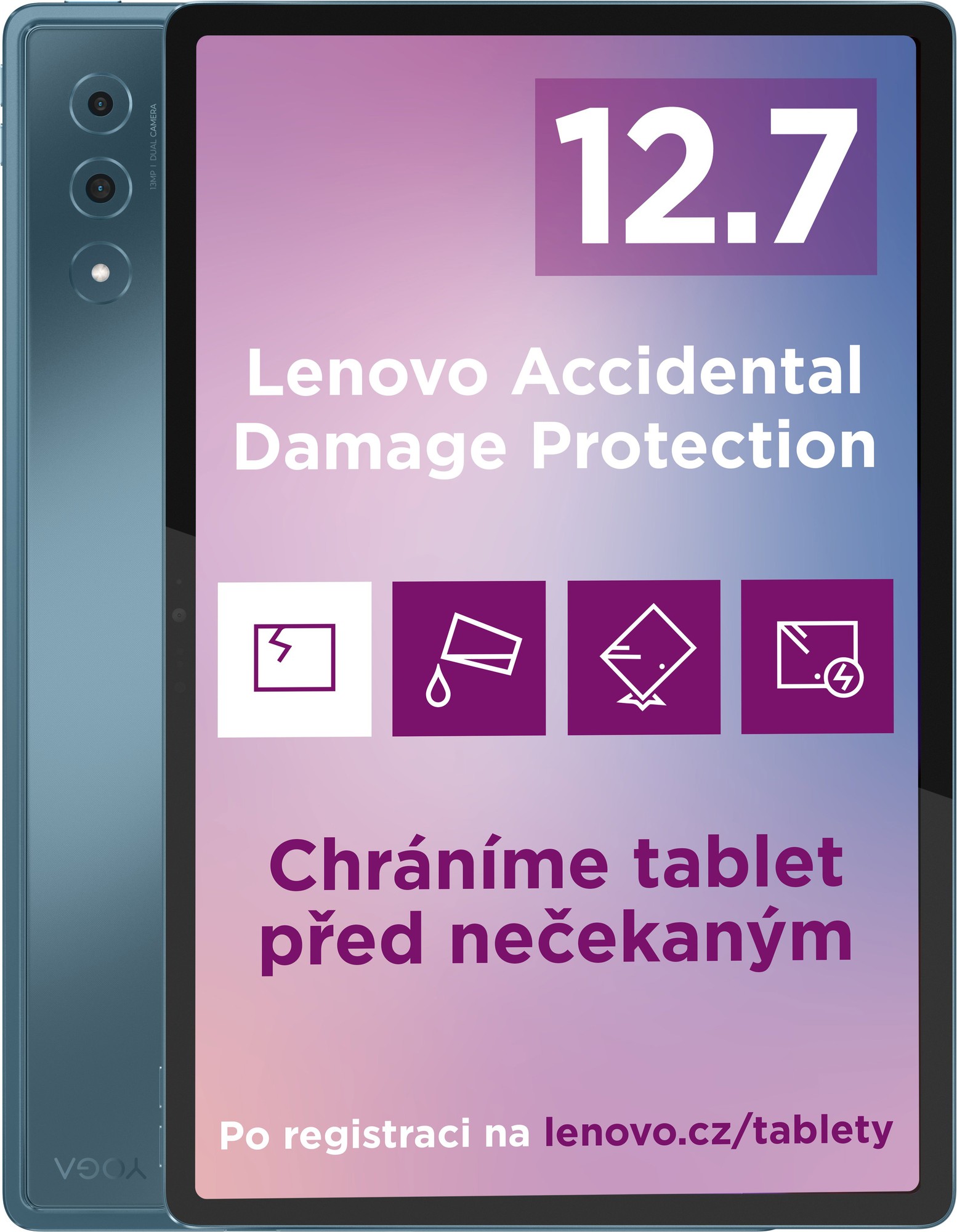 Таблет Lenovo Yoga Tab Plus 12.7", 16GB RAM, 256GB, Tidal Teal