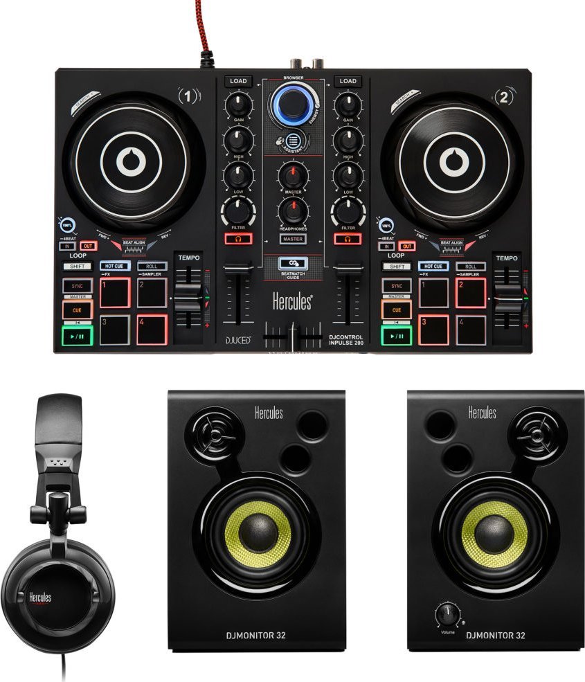 Set DJ Hercules Learning Kit MK2, kontrollues DJControl Inpulse 200 MK2, bokse DJMonitor 32, kufje HDP DJ60