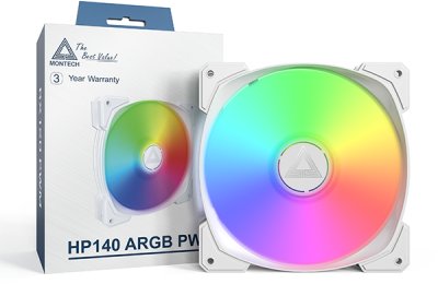 Ventilator kasë Montech HP140 ARGB PWM, 140mm, RGB, i bardhë