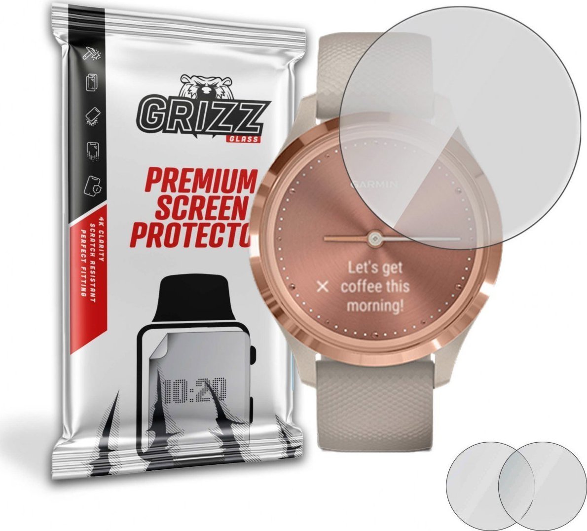 Film mbrojtës mat GrizzGlass Garmin Vivomove 3s, set 2 copa, transparent