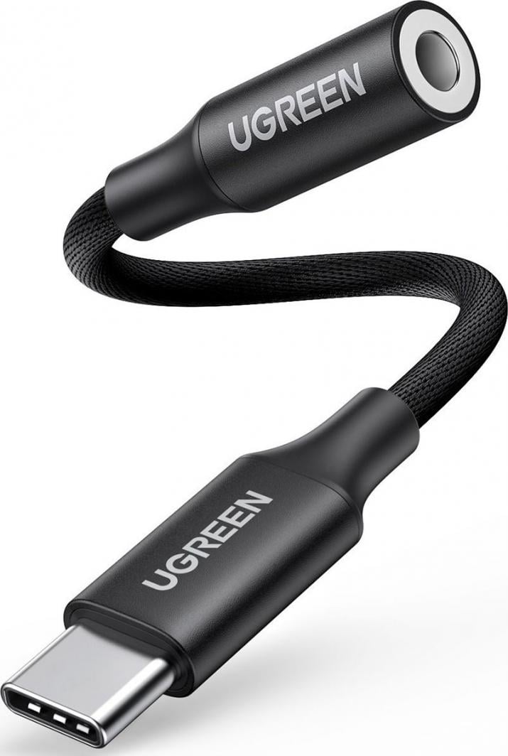 Adapter audio Ugreen AV161, USB C në 3.5mm, DAC, i zi
