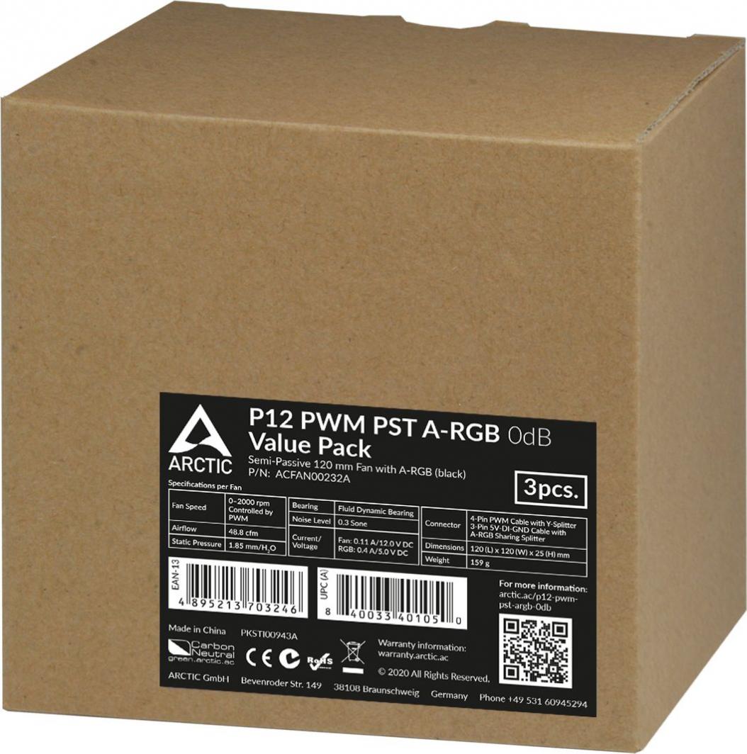 [OUTLET] Ftohës Arctic P12 PWM PST A-RGB 0dB, 120 mm, 3 copë