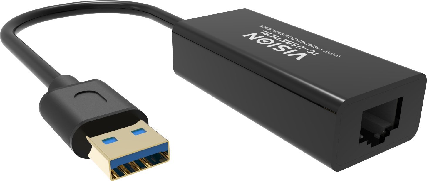 Adapter rrjeti Vision TC-USBETH BL, USB në Ethernet RJ45, 10 100 Mbps, i zi