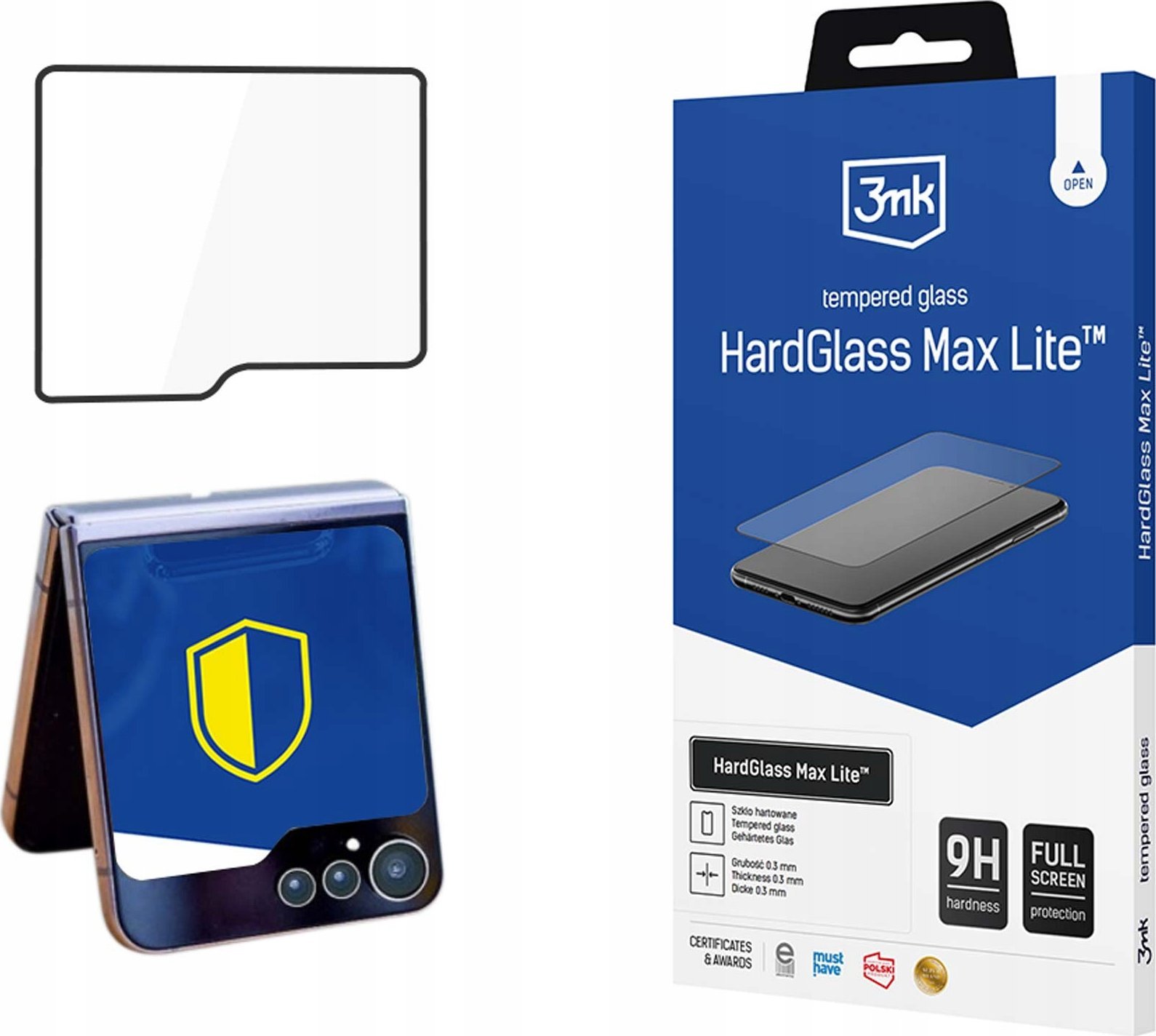 Mbrojtës ekrani 3MK HardGlass Max Lite për Samsung Galaxy Z Flip 6, xham i fortë, kornizë e zezë