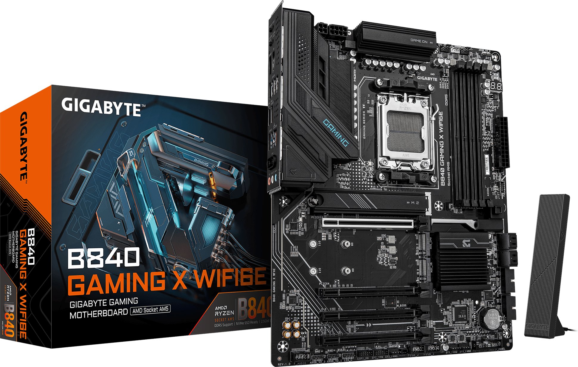 Pllakë amë Gigabyte GA-B840 Gaming X WF6E, DDR5, Wi-Fi 6E, e zezë