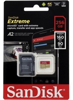 Слика на SanDisk micro SDXC Extreme 256GB 160MB/s A2 UHS-I U3 V30 + SD адаптер