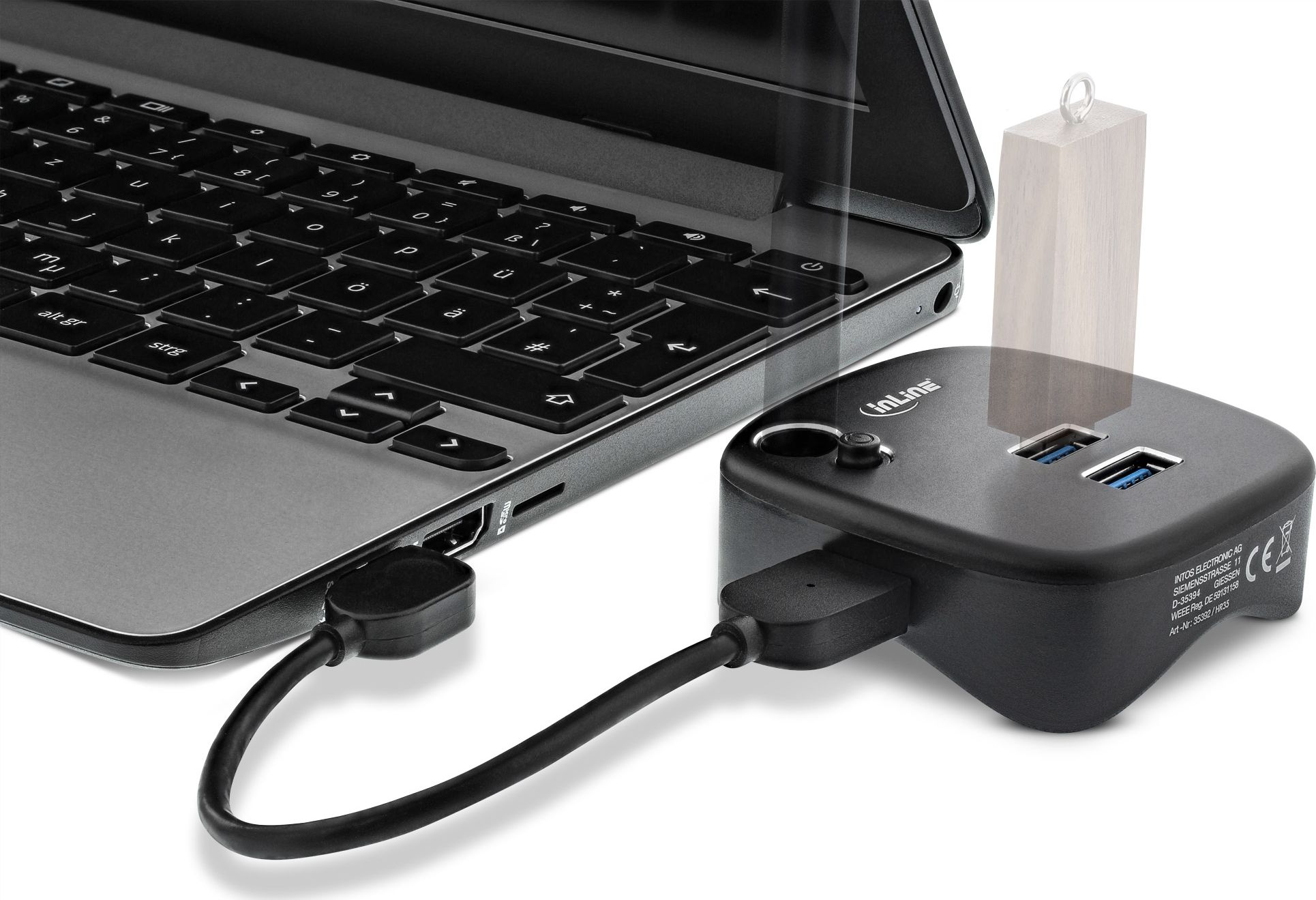 Docking station InLine 35392, USB 3.0, Gigabit Ethernet, gri alumini