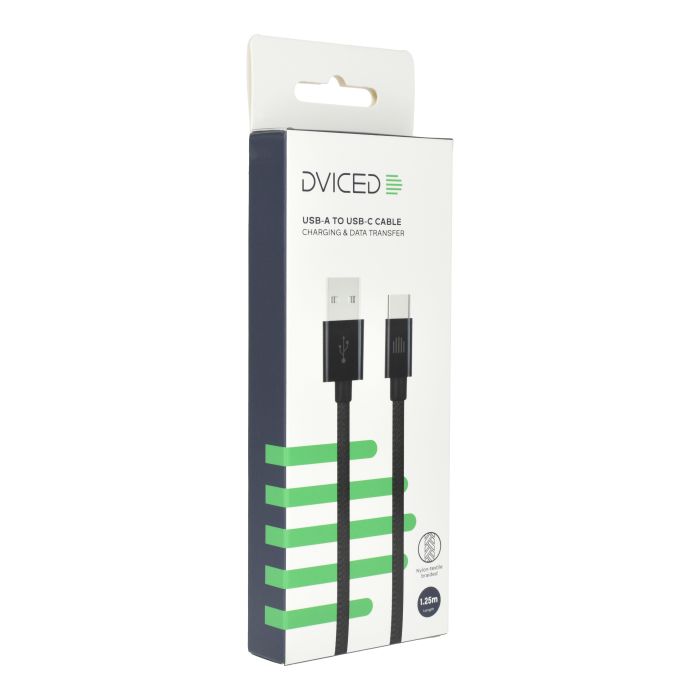 Dviced Cable USB-A To USB-C Nylon Textile 1,25M, Black