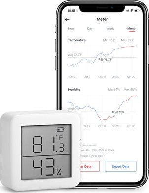 Stacion moti SwitchBot Meter, termometër dhe higrometër, ekran 2", wireless, i bardhë 2