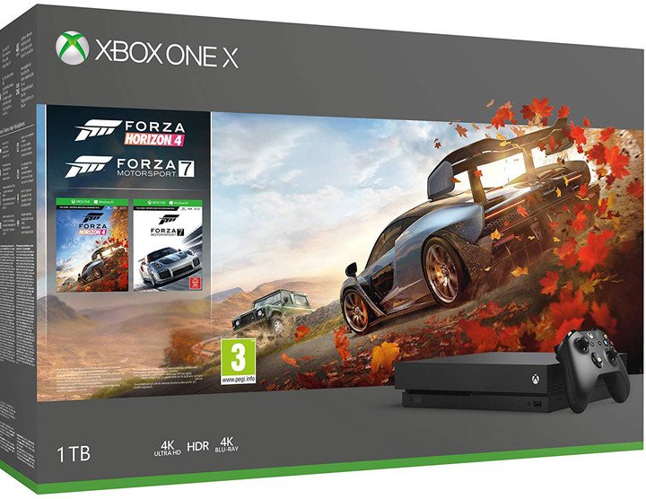 Set lojërash Xbox ONE X, 1TB, 12 GB GDDR5, Forza Horizon 4, Forza Motorsport 7, i zi    