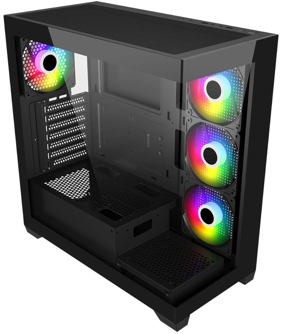 Kuti kompjuterike FSP M340, mid tower, xham tempered, 4x 120mm ARGB, e zezë