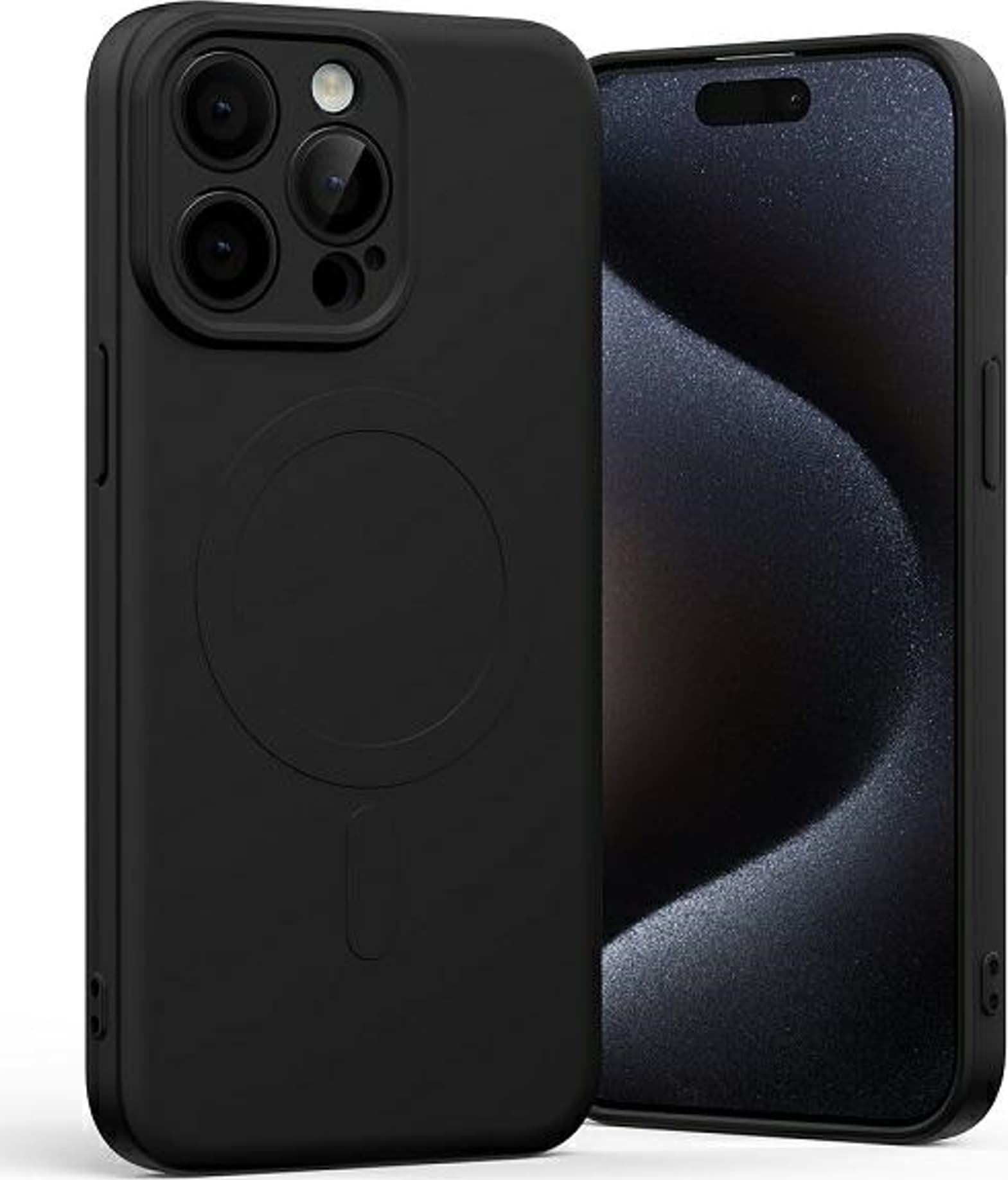 Mbështjellës telefoni Mercury Semi Silicon MagSafe për iPhone 15 Pro Max, silikon gjysëm i fortë, me MagSafe, i zi