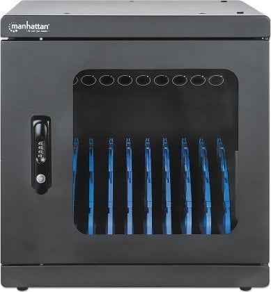 Kabinet karikimi Manhattan, për 10 laptopë dhe tabletë 15.6", 10 porta AC 230V, i zi