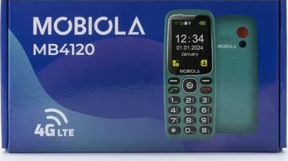 Telefoni për të moshuar Mobiola MB4120 4G, ekrani i madh, butona të mëdhenj, ngjyrë turkeze