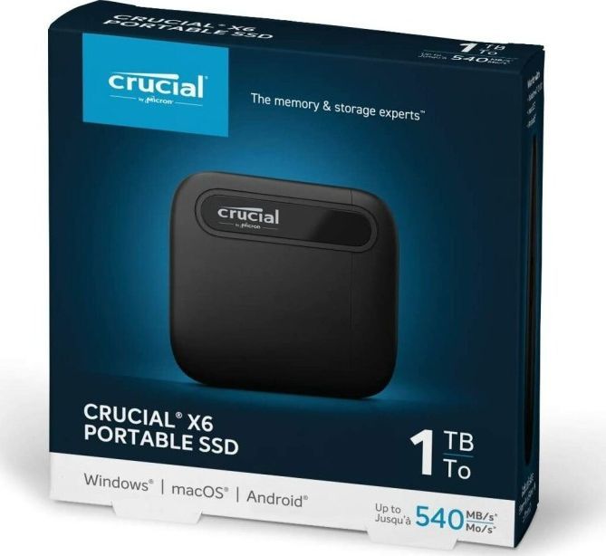 Disk i jashtëm SSD Crucial X6 CT1000X6SSD9, 1TB, i zi