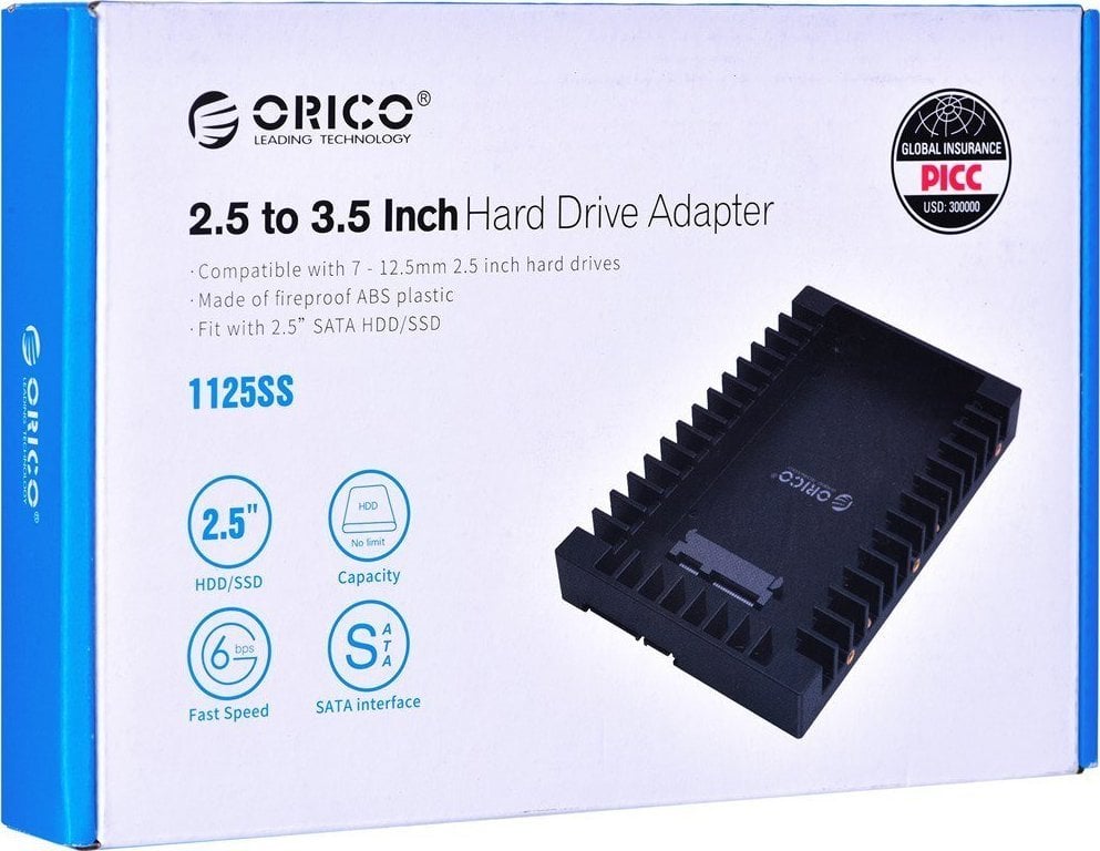 Adapter montues për disk Orico 1125SS V1, për disk 2.5" në slot 3.5", i zi