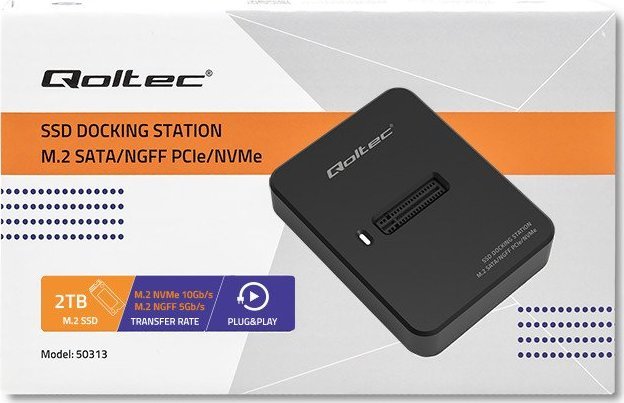 Doking stacion për SSD M.2, SATA PCIe NGFF, i zi