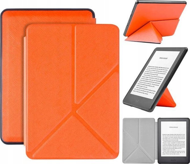 Kapak Origami OEM për Kindle 10, 6", me mbajtëse, portokalli
