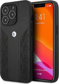Mbulesë telefoni BMW Leather Curve, për iPhone 13 Pro Max, lëkurë, e zezë