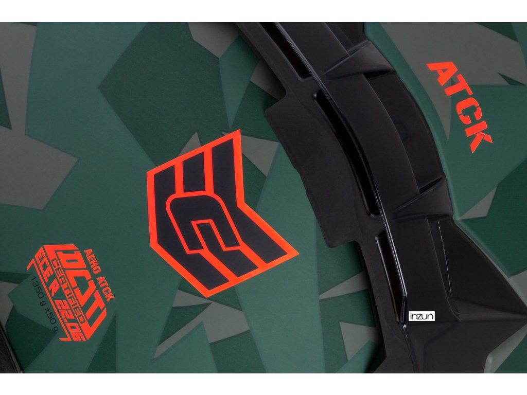 Helmetë integrale Cassida Aero ATCK 2026, plastike, me diellore, kamuflazh jeshile e zezë gri portokalli