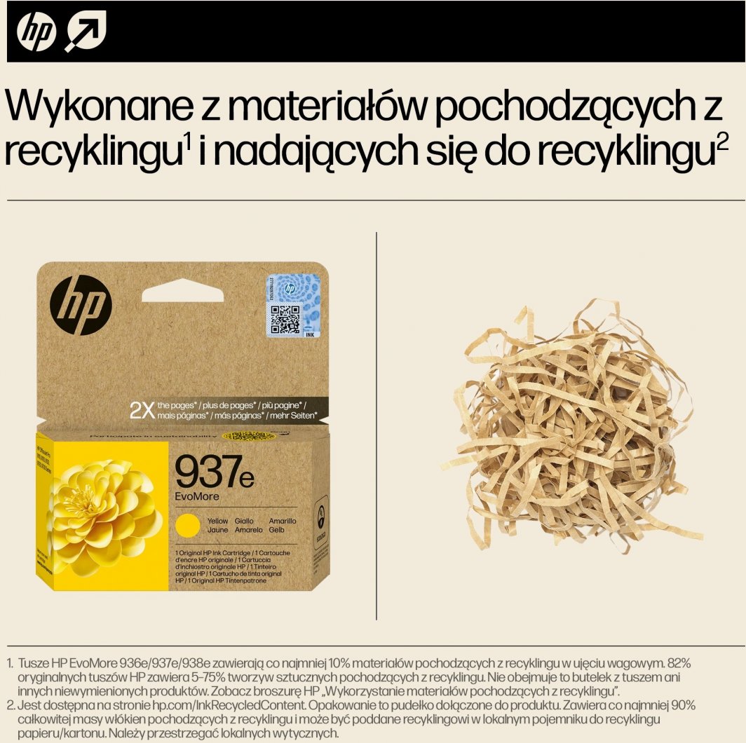 Ngjyrë origjinale HP 937e EvoMore, 1650 faqe, e verdhë