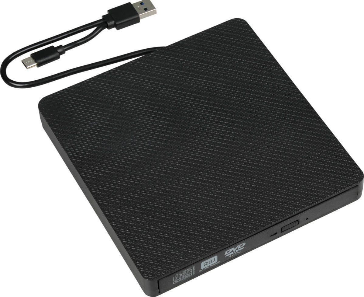Надворешен DVD читач iBOX IED03, USB A и USB C, црн