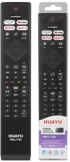 Telekomandë Lamex HQ LXP1760 RM L1760, zëvendësuese për TV Philips, e zezë