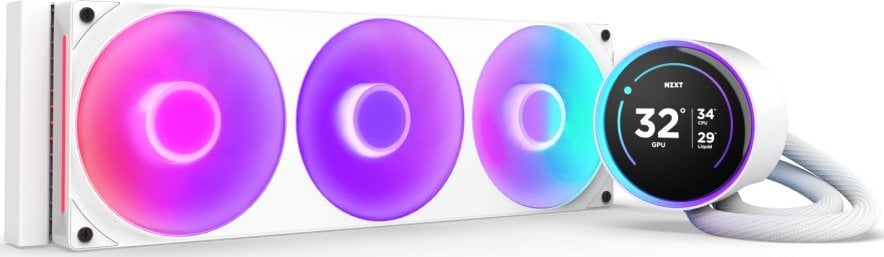Ладилник за вода за процесор NZXT Kraken Elite 360 RGB, 360 mm, IPS екран 2.72\", бел
