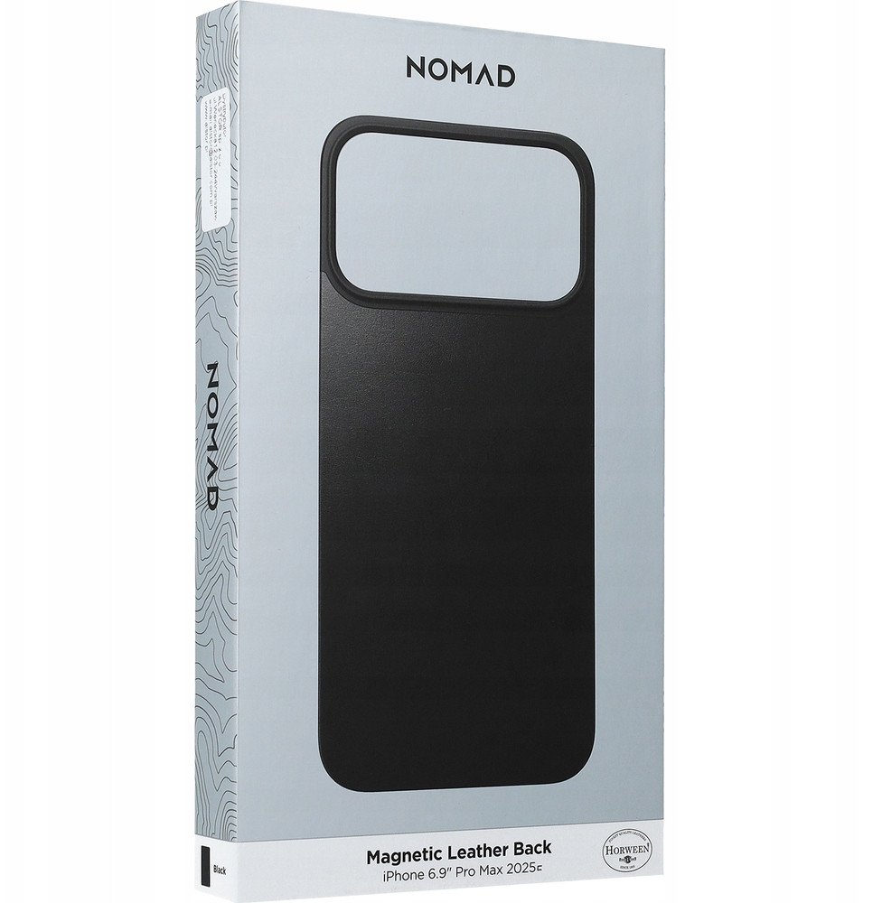 Магнетска кожна задна маска Nomad Magnetic Leather Back за iPhone 17 Pro Max, кожа Horween, ултра тенка, црна