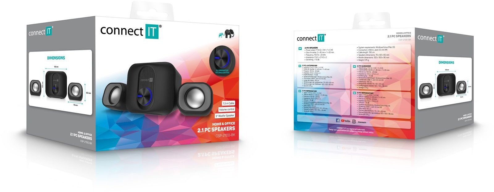 Altoparlantë PC CONNECT IT Rumble PRO 2.1, sistem zëri 2.1, subwoofer, të zinj