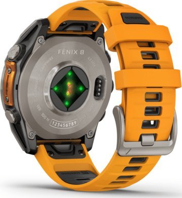 Паметен часовник Garmin Fenix 8 AMOLED Sapphire, 47mm, GPS, портокалов