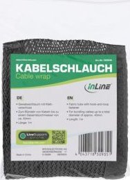 Organizues kabllosh InLine Cable Wrap, mëngë pëlhure 1m, diametër 40mm, i zi