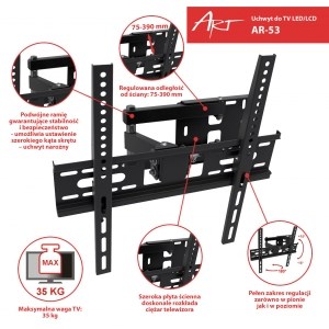 Mbajtëse për TV ART AR-53, 22"-55", 35KG, e zezë 