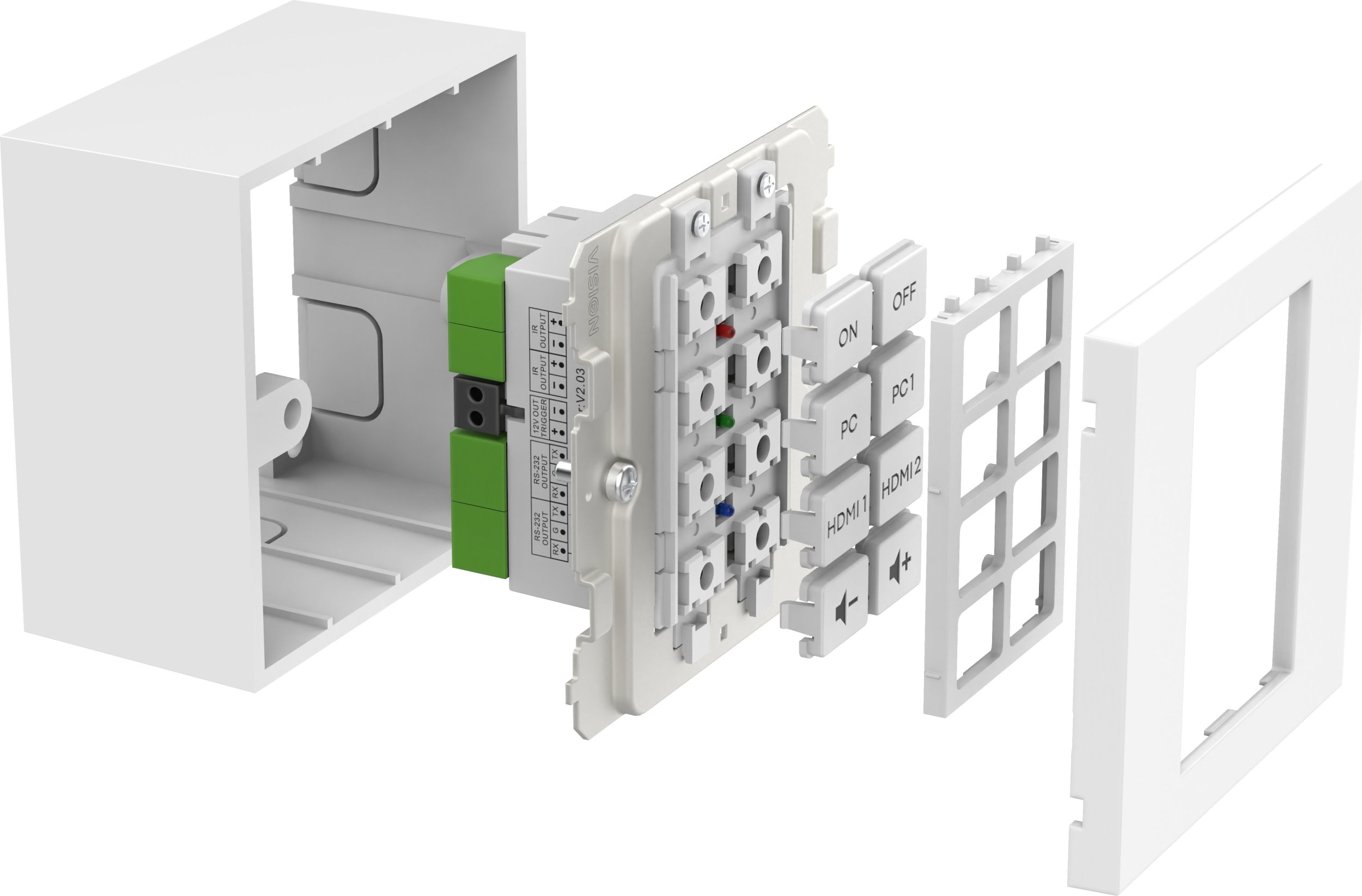 Modul kontrolli muri Vision Techconnect, 8 butona, mësim IR, i bardhë