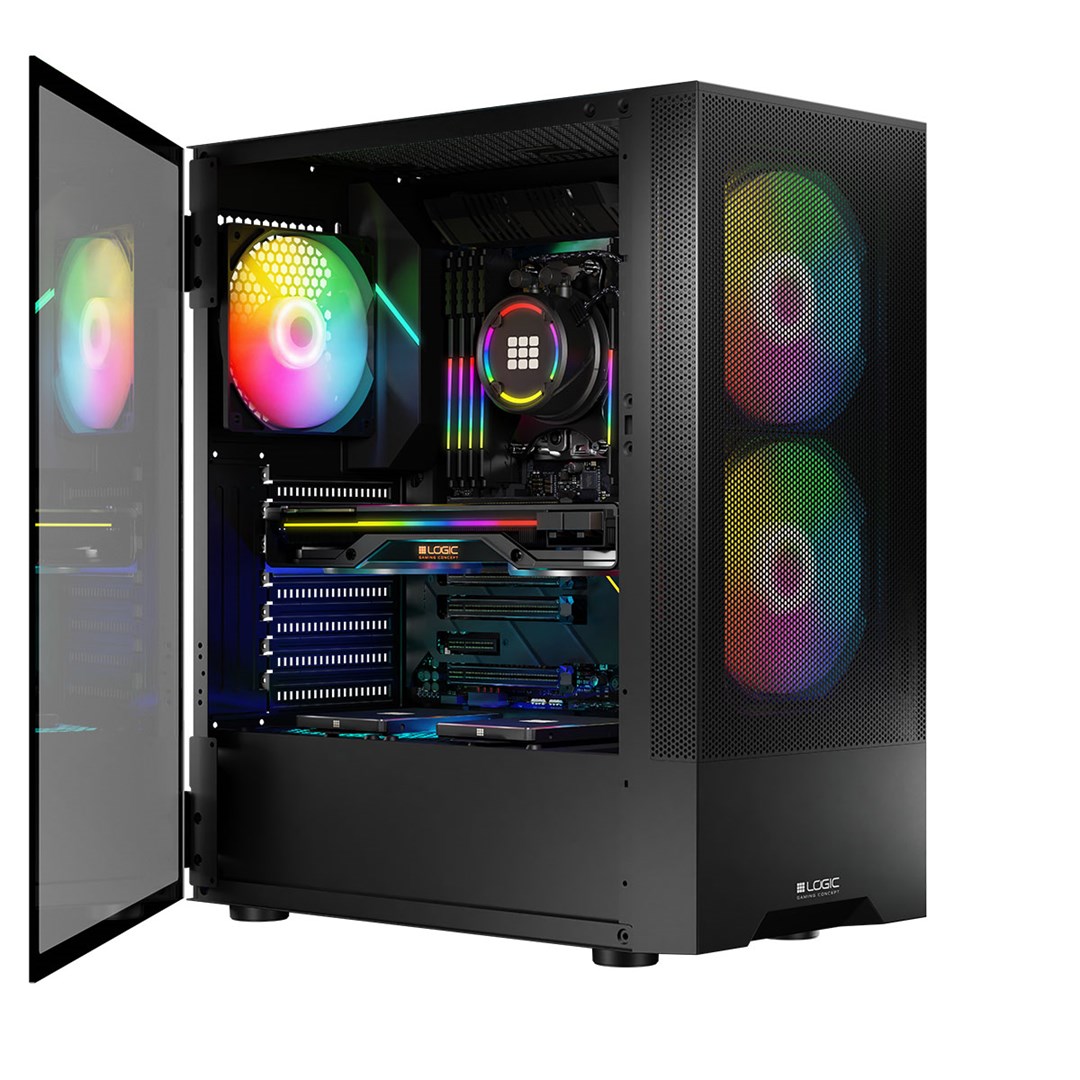 Kasë Logic ARYA ARGB MINIDI, e zezë