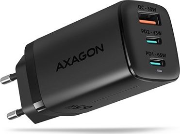 Karikues rrjeti Axagon ACU-DPQ65, 65W GaN, 1x USB A 2x USB C, i bardhë