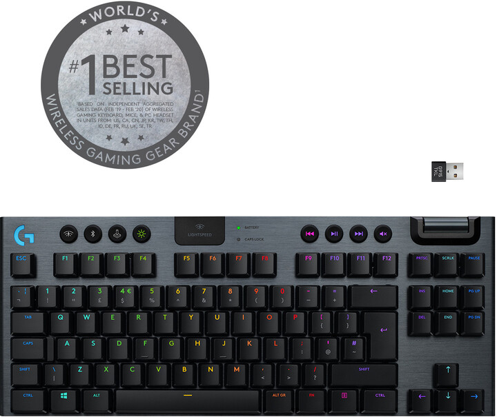 Tastierë Logitech G915 TKL Lightspeed, GL Tactile, US, e zezë