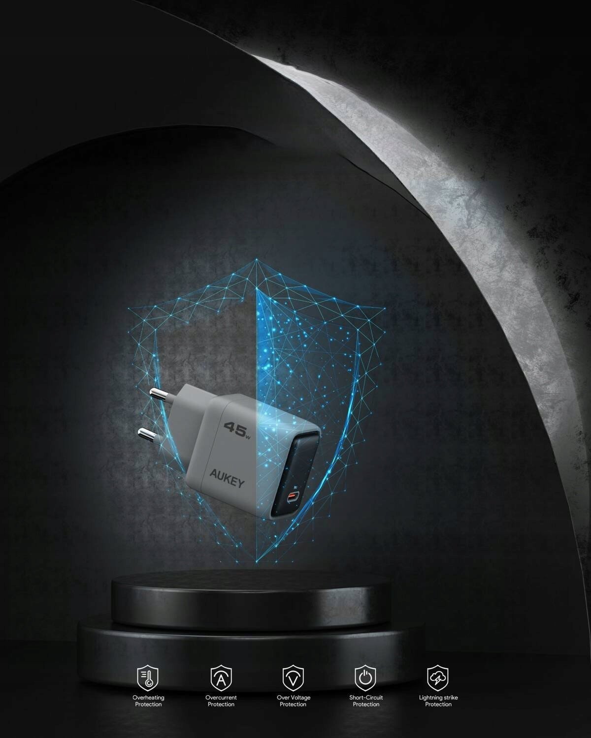 Karikues muror AUKEY PA-C2 Comet, 45W PD, GaN, i bardhë