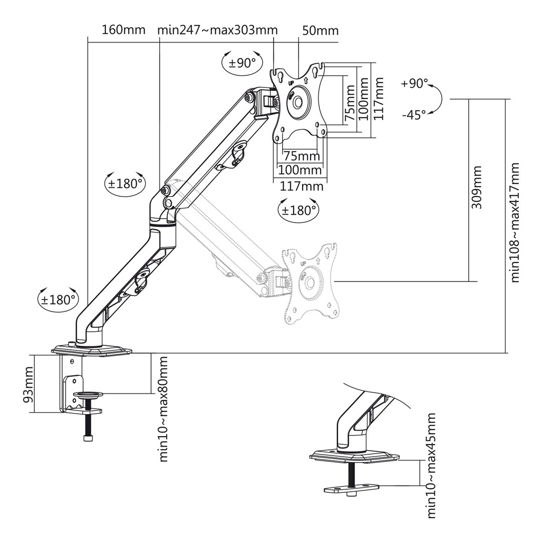 Mbajtës Maclean MC-906, 17”-32”, VESA, max. 12kg, i zi