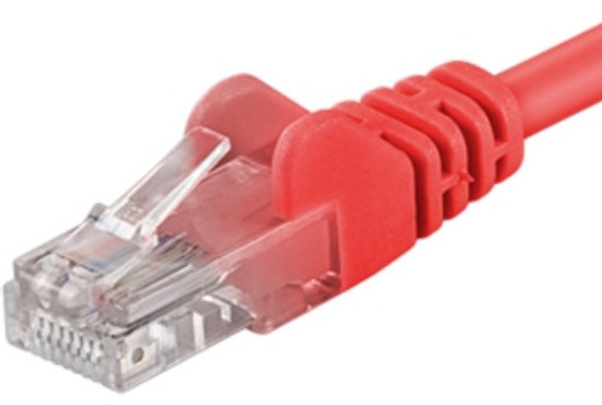 Foto e Kabllo PremiumCord Patch UTP RJ45-RJ45 level 5e, 3m, e kuqe