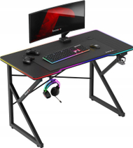 Tavolinë gaming Huzaro Hero 1.7 RGB, 140cm, me ndriçim RGB, e zezë
