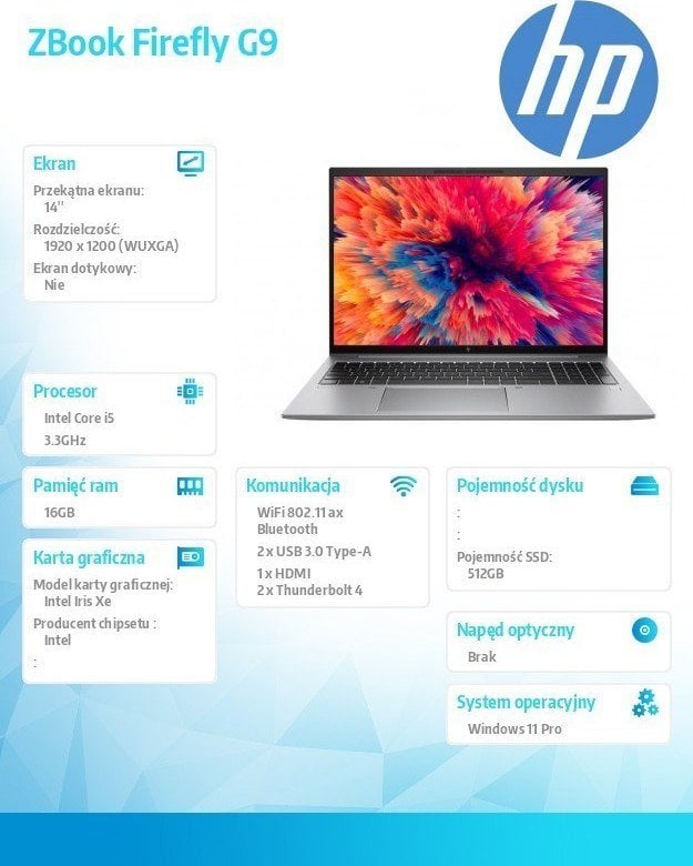 Laptop HP ZBook Firefly 14 G9, 14", i5-1240P, 16GB RAM, 512GB SSD